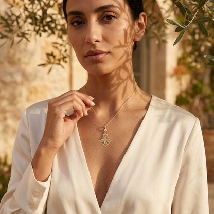 Floral Cross Openwork Pendant