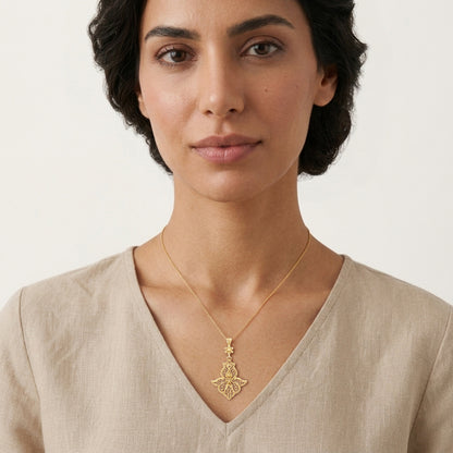 Floral Cross Openwork Pendant