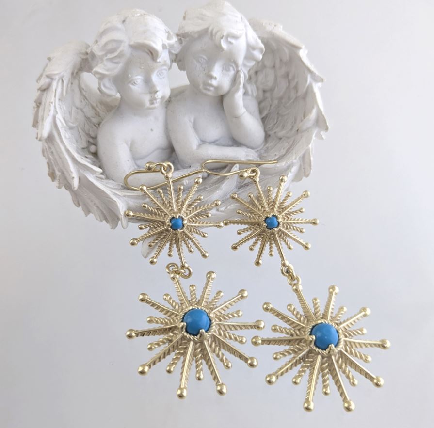 Starburst Drop Earrings – Blue Gem Statement Jewelry