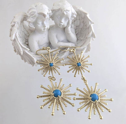 Starburst Drop Earrings – Blue Gem Statement Jewelry - TurkishBling