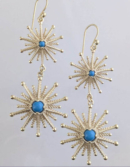 Starburst Drop Earrings – Blue Gem Statement Jewelry - TurkishBling