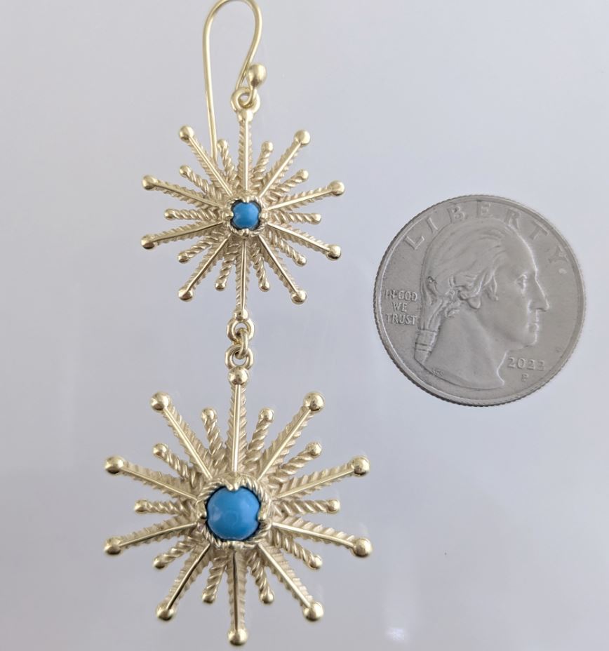 Starburst Drop Earrings – Blue Gem Statement Jewelry