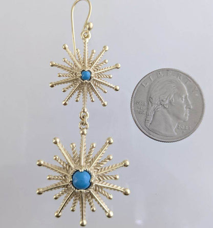 Starburst Drop Earrings – Blue Gem Statement Jewelry - TurkishBling