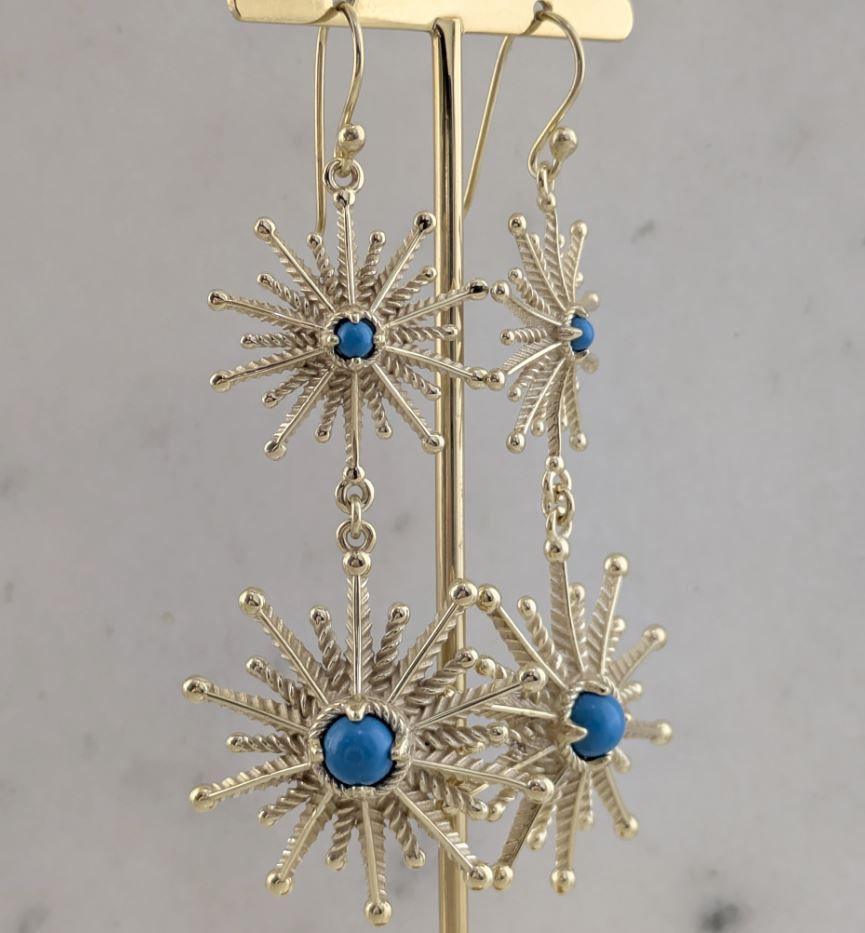 Starburst Drop Earrings – Blue Gem Statement Jewelry