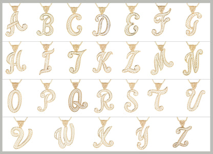 Filigree Script Initial Pendant Necklace – All Letters A to Z