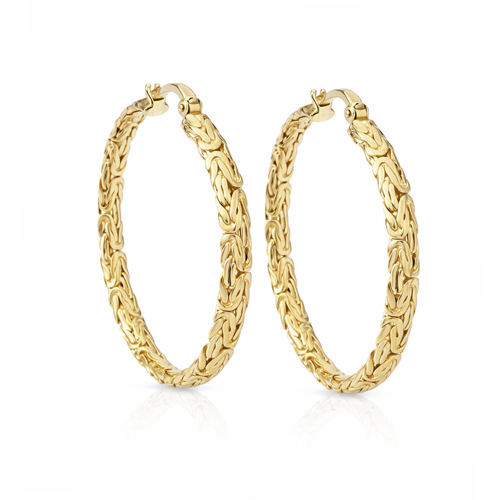 Byzantine Link Hoop Earrings with Timeless Texture