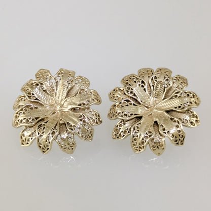 Layered Floral Openwork Stud Earrings