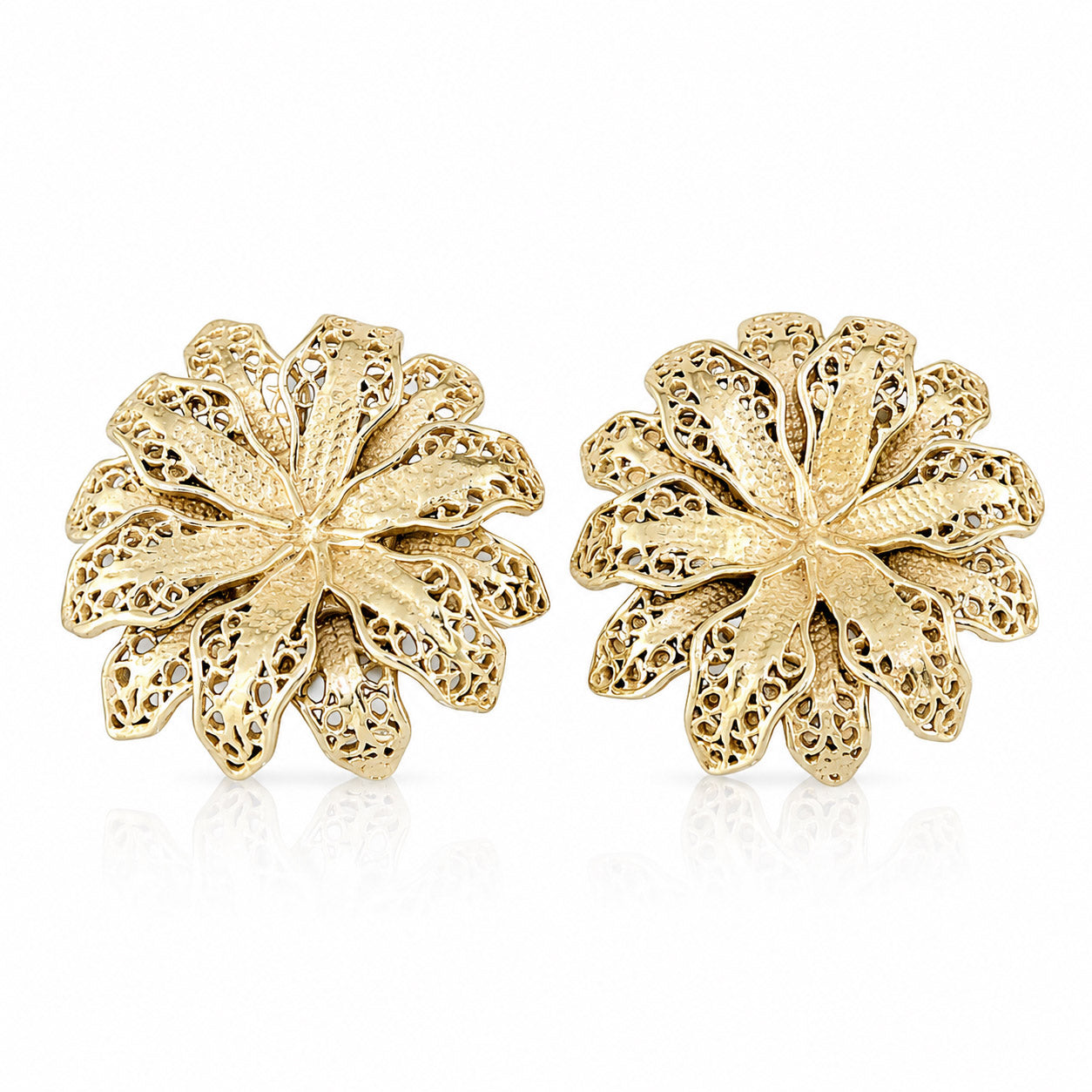 Layered Floral Openwork Stud Earrings