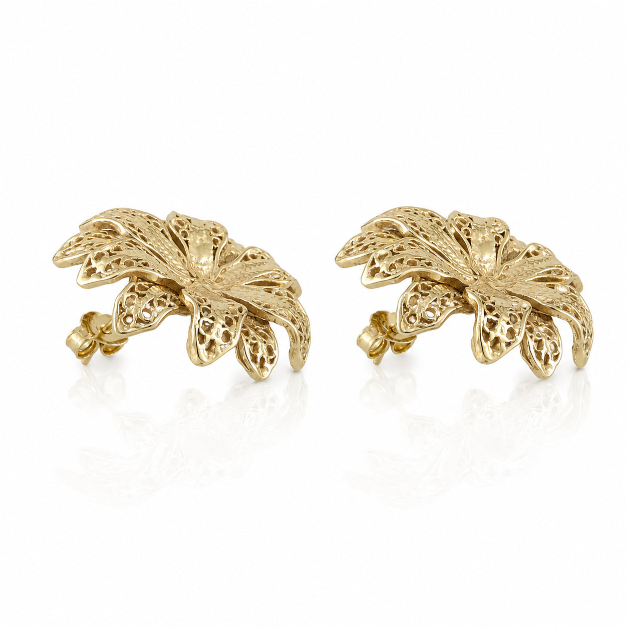 Layered Floral Openwork Stud Earrings