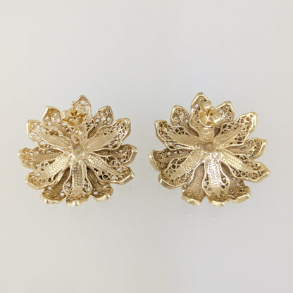 Layered Floral Openwork Stud Earrings