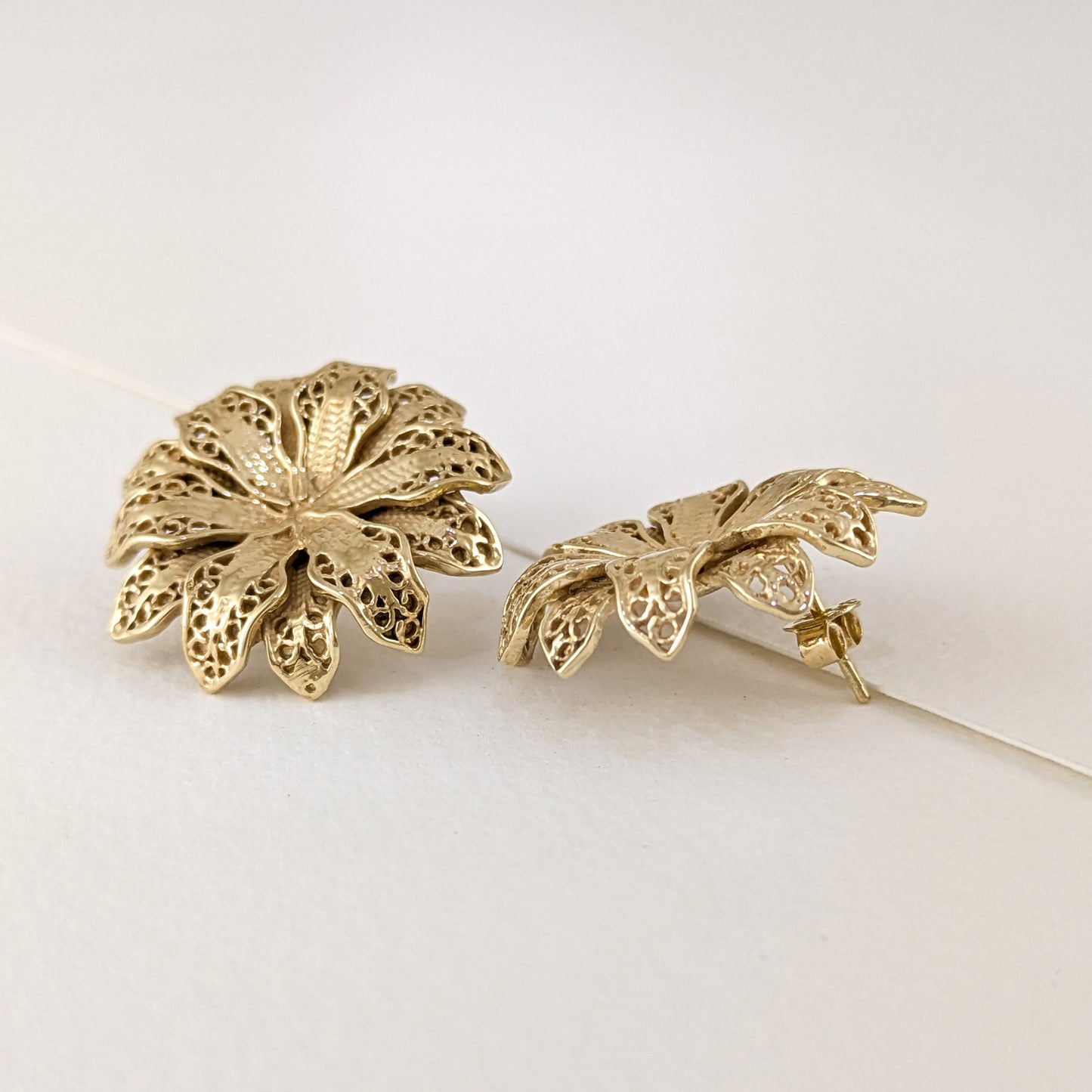 Layered Floral Openwork Stud Earrings