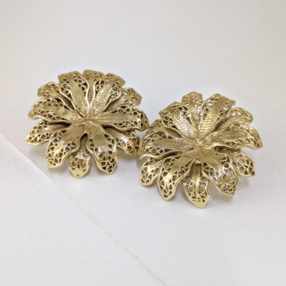 Layered Floral Openwork Stud Earrings