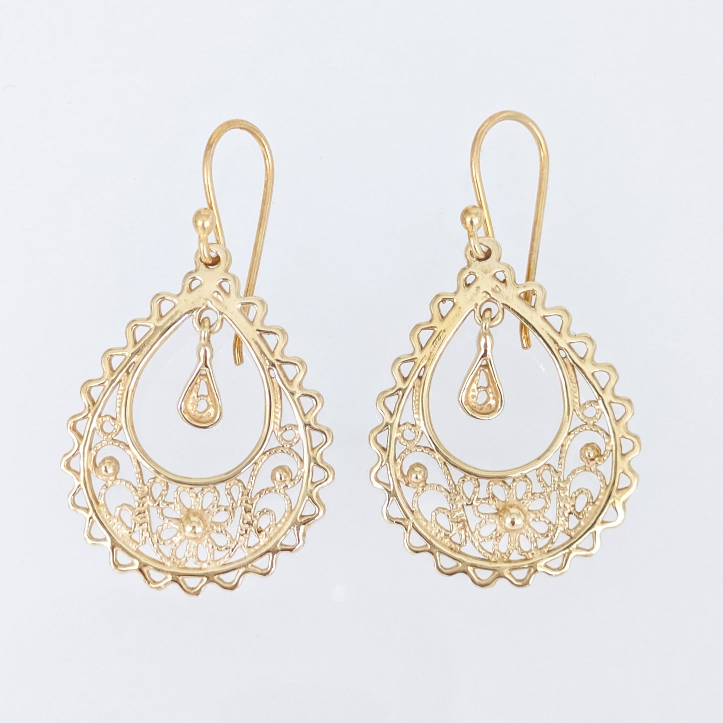 Open Teardrop Filigree Drop Earrings