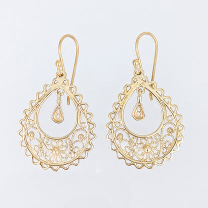 Open Teardrop Filigree Drop Earrings