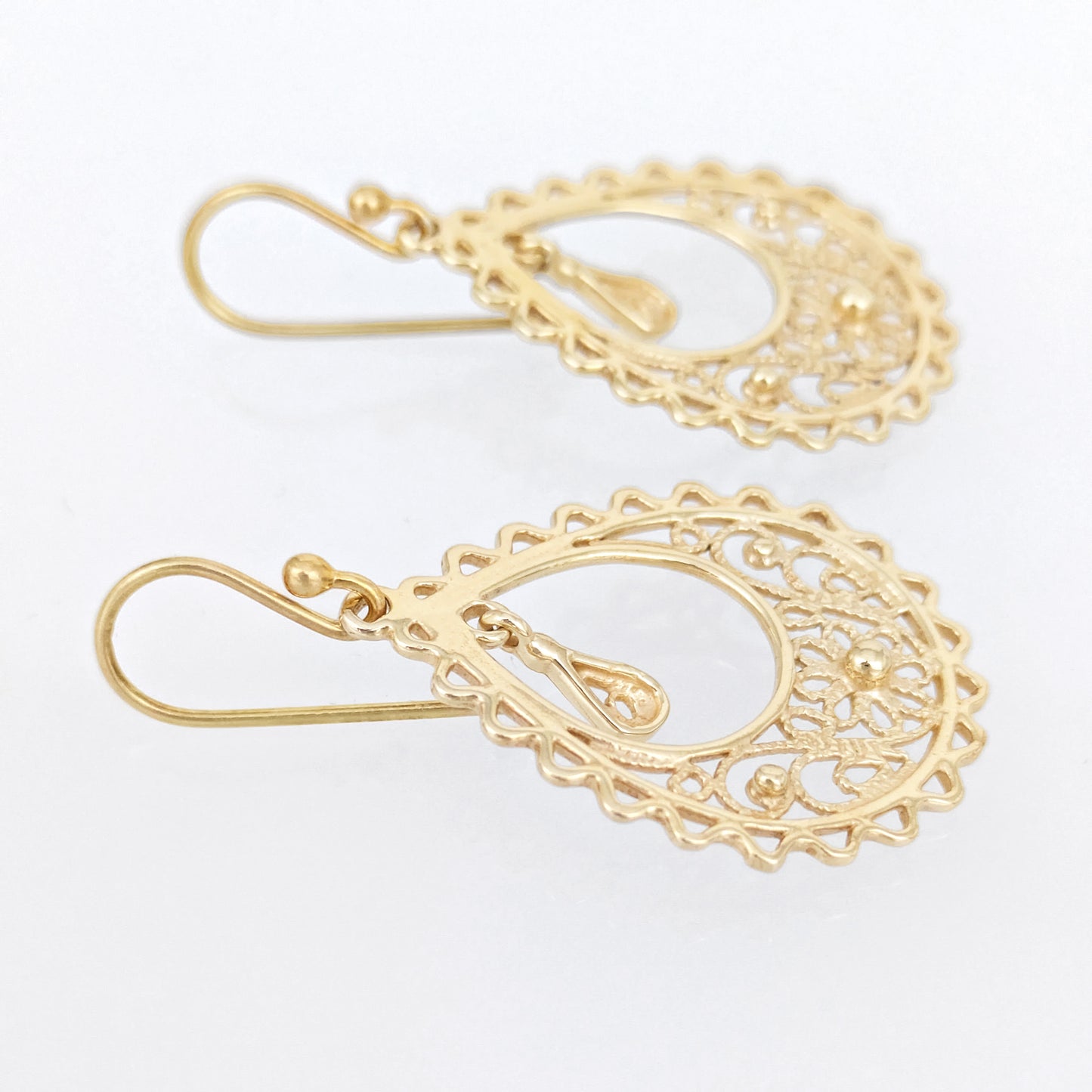 Open Teardrop Filigree Drop Earrings