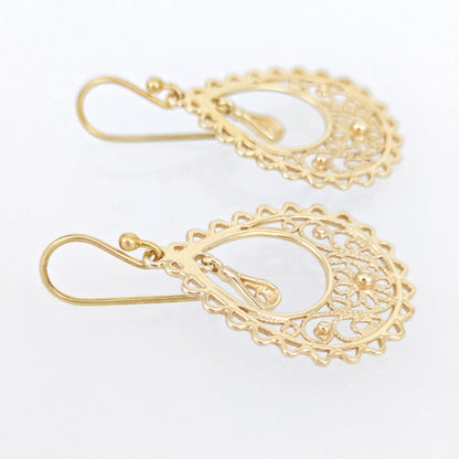 Open Teardrop Filigree Drop Earrings