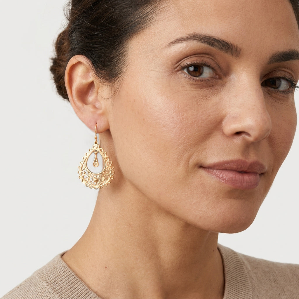 Open Teardrop Filigree Drop Earrings