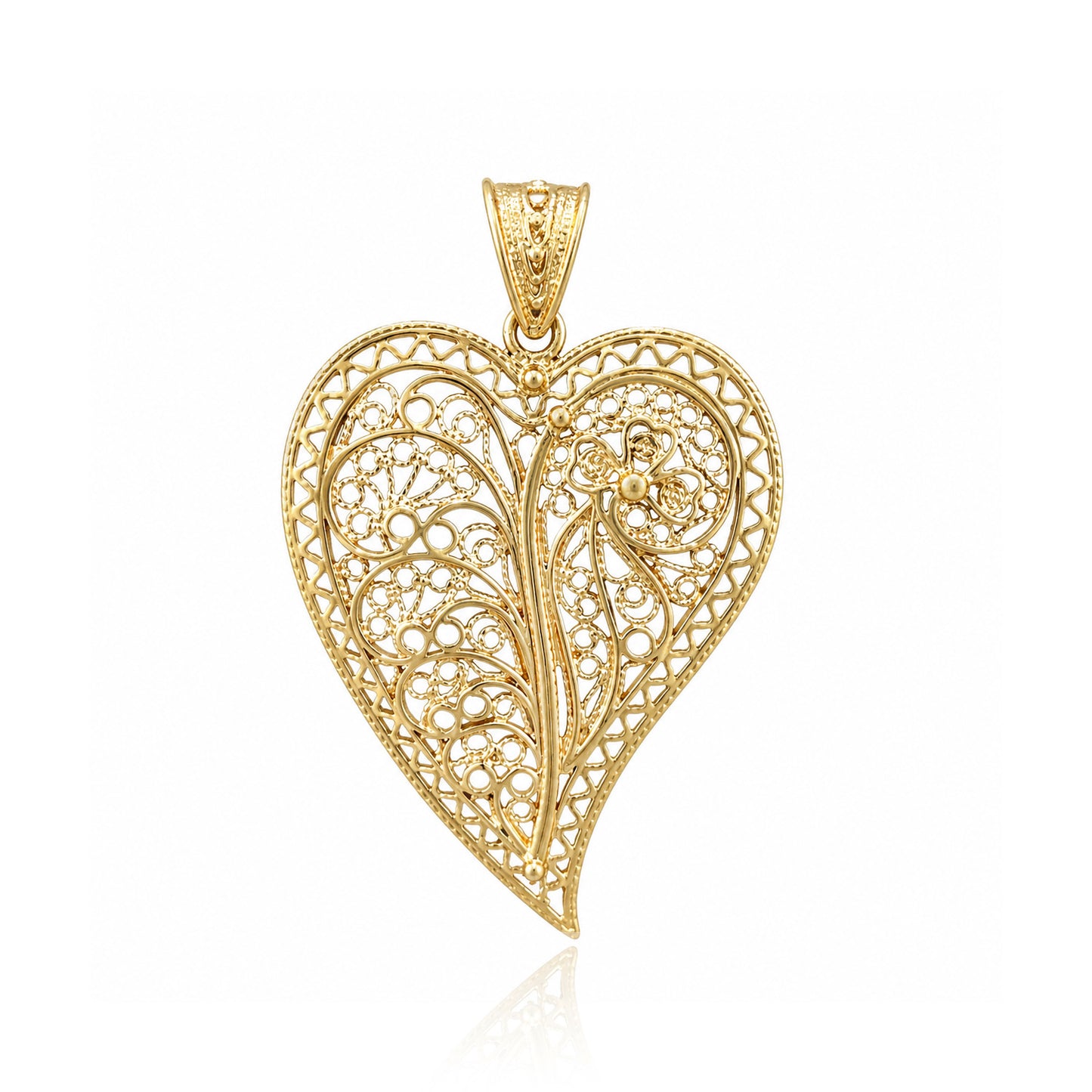Filigree Heart Leaf Pendant