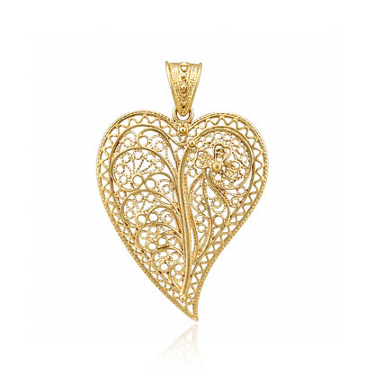 Filigree Heart Leaf Pendant
