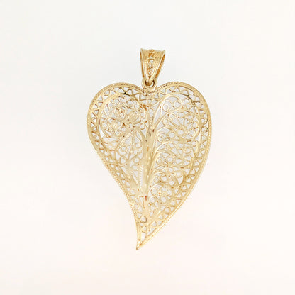 Filigree Heart Leaf Pendant