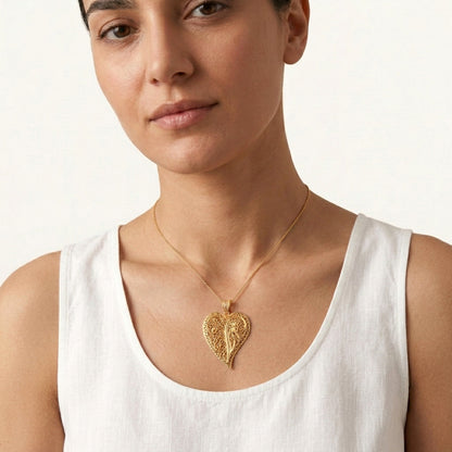 Filigree Heart Leaf Pendant