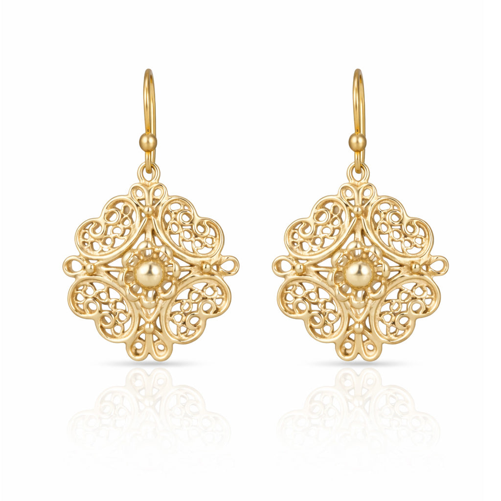 Filigree Floral Drop Earrings