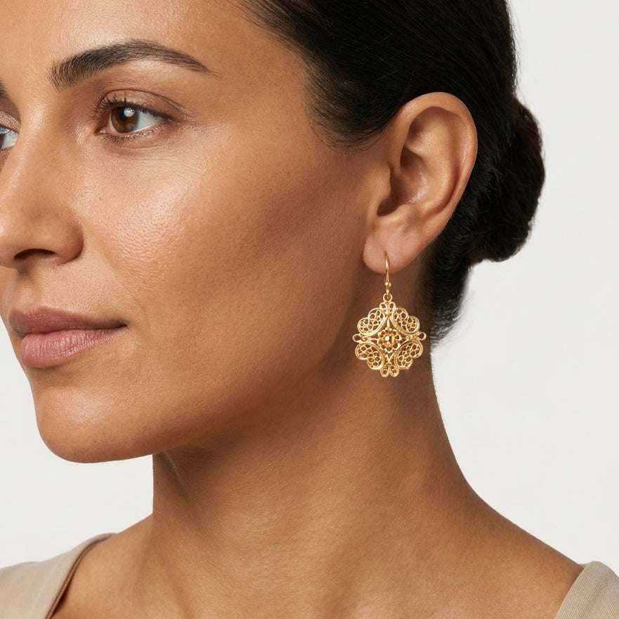 Filigree Floral Drop Earrings