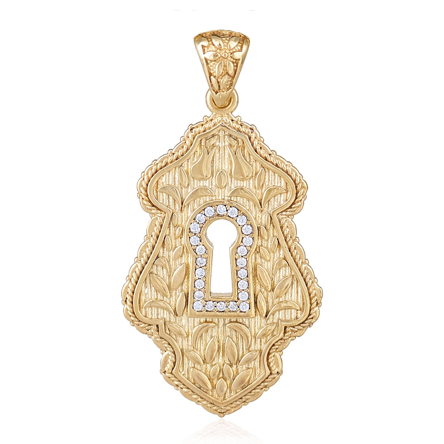 Ornate Keyhole Pendant Crystal Detail
