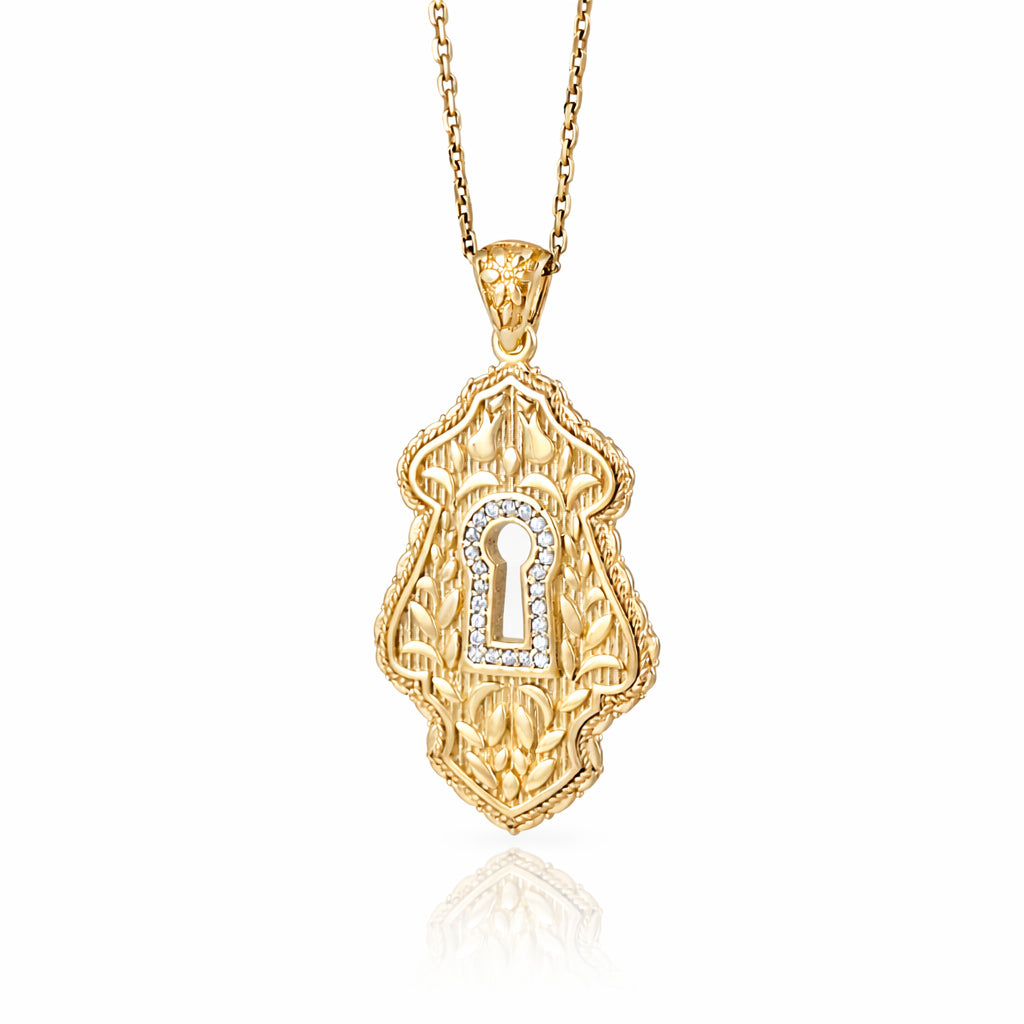 Ornate Keyhole Pendant Crystal Detail