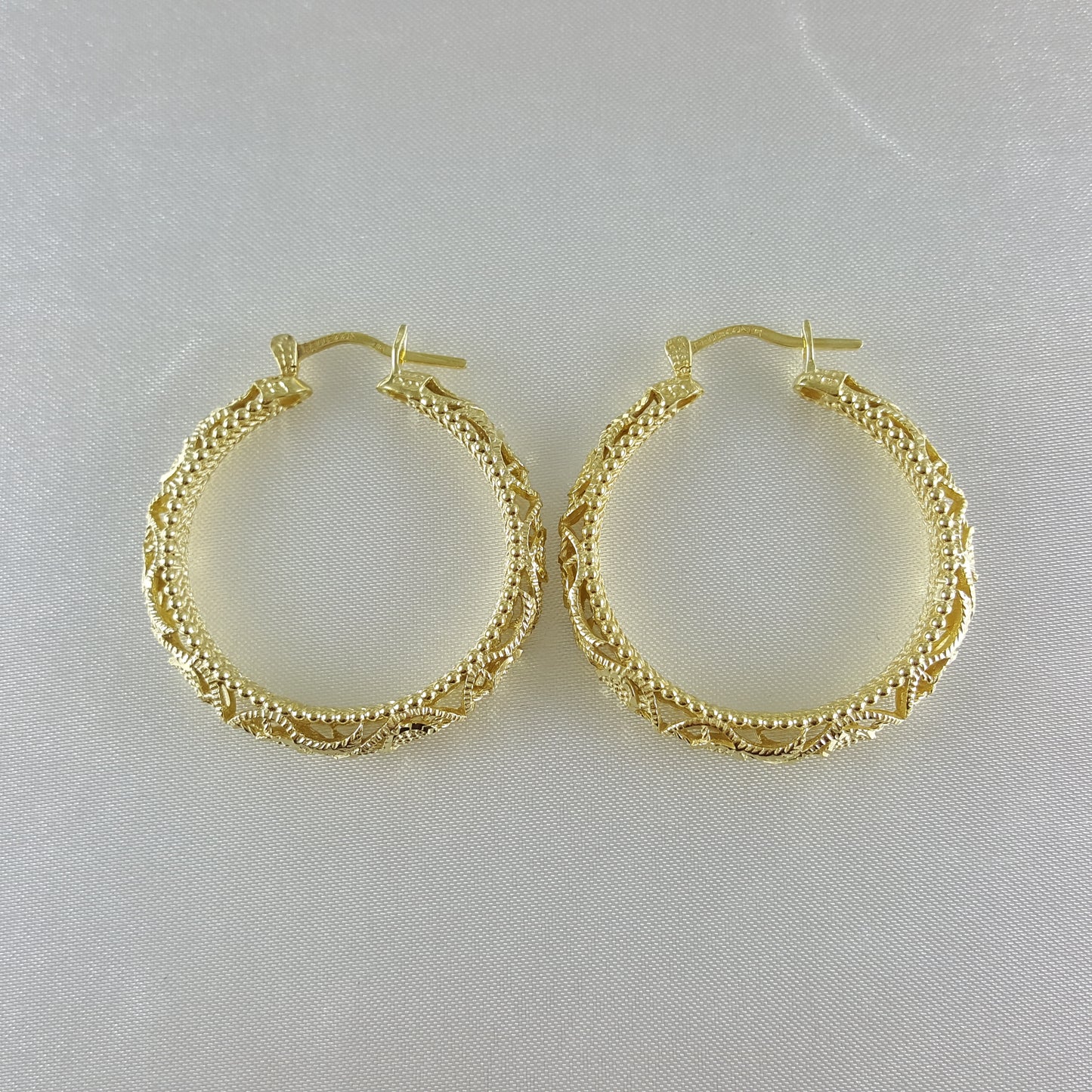 Gold Filigree Floral Hoop Earrings