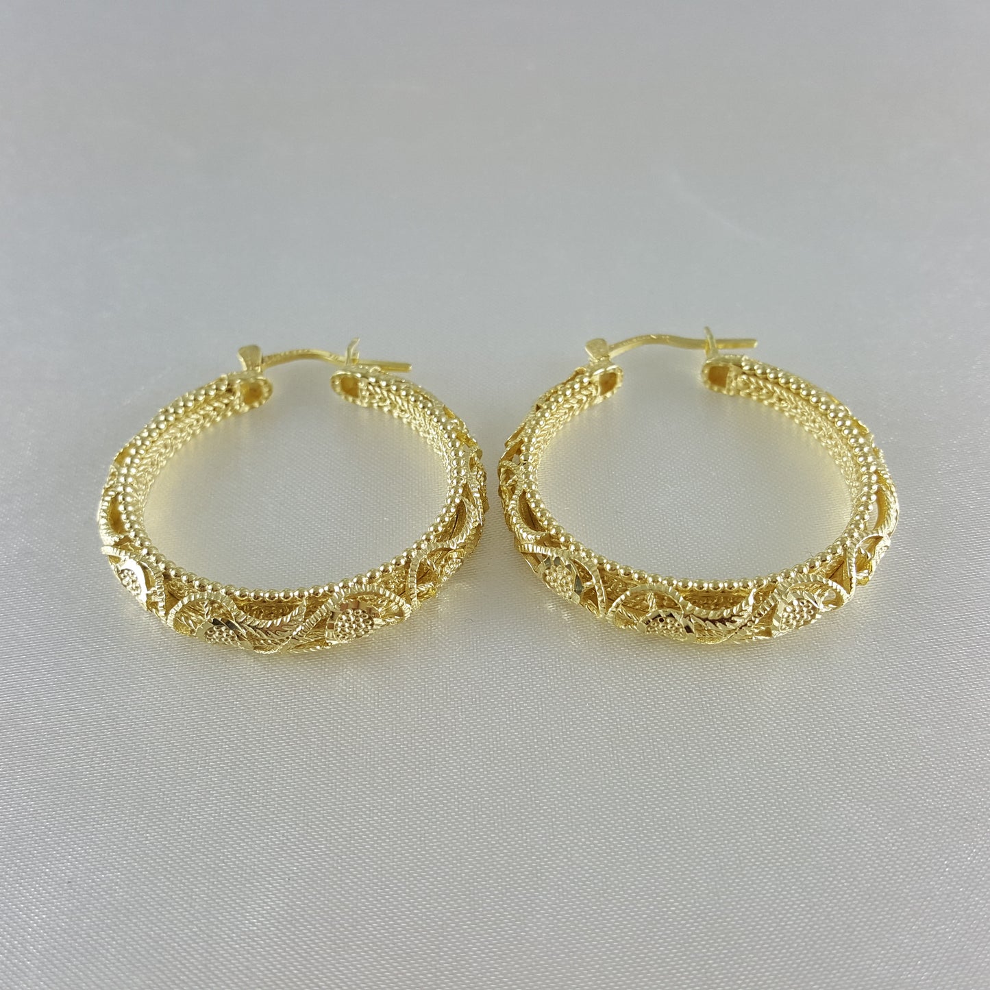 Gold Filigree Floral Hoop Earrings