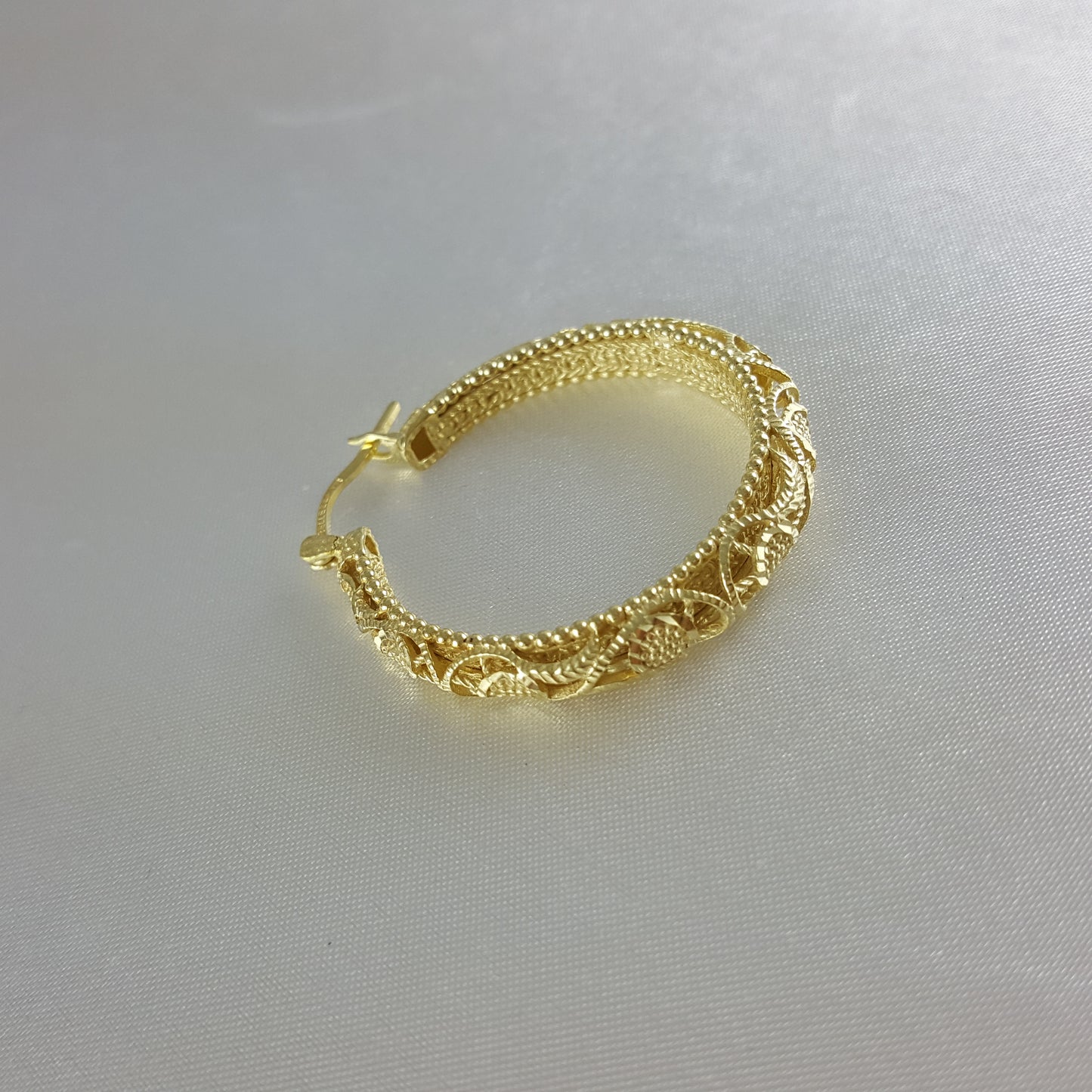 Gold Filigree Floral Hoop Earrings