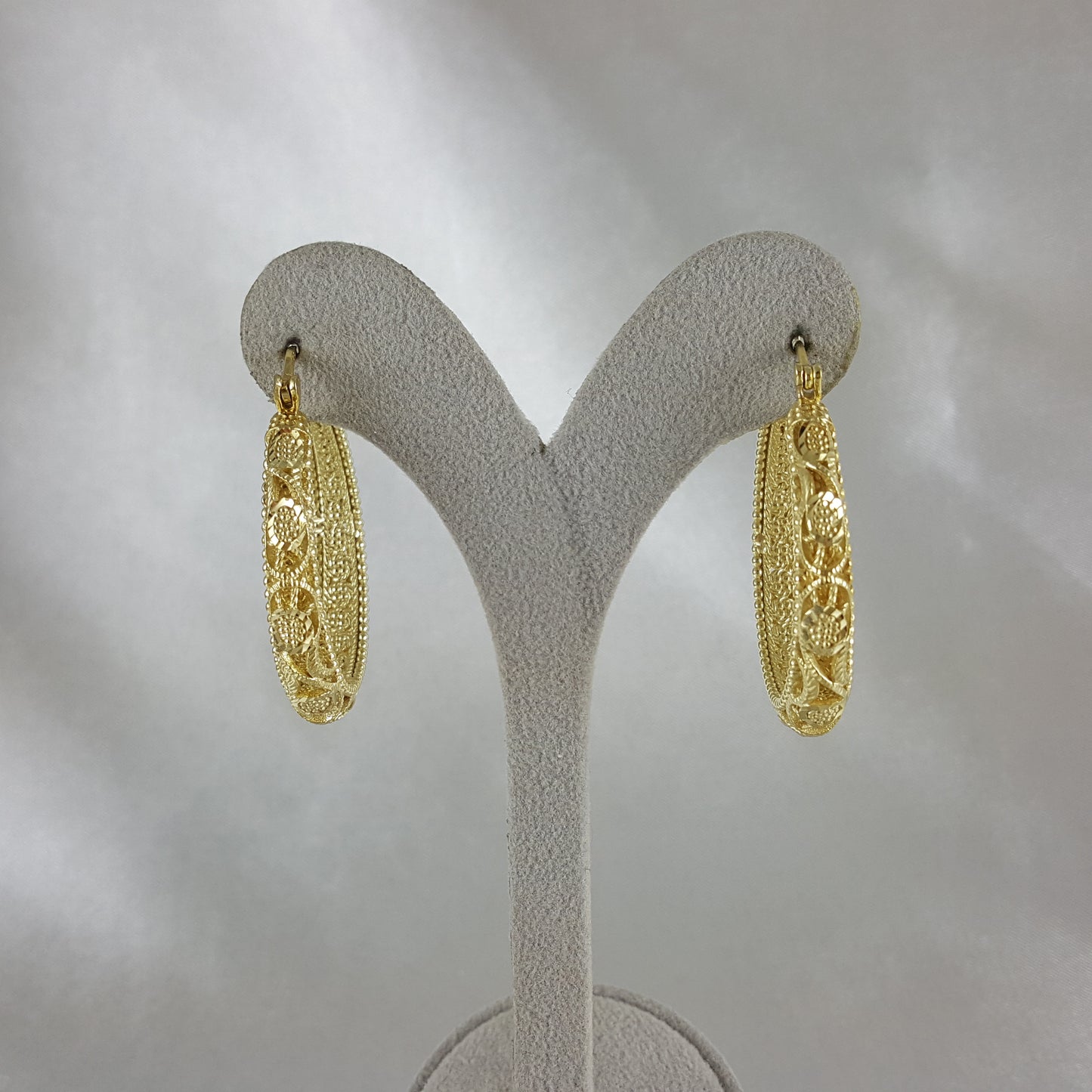 Gold Filigree Floral Hoop Earrings