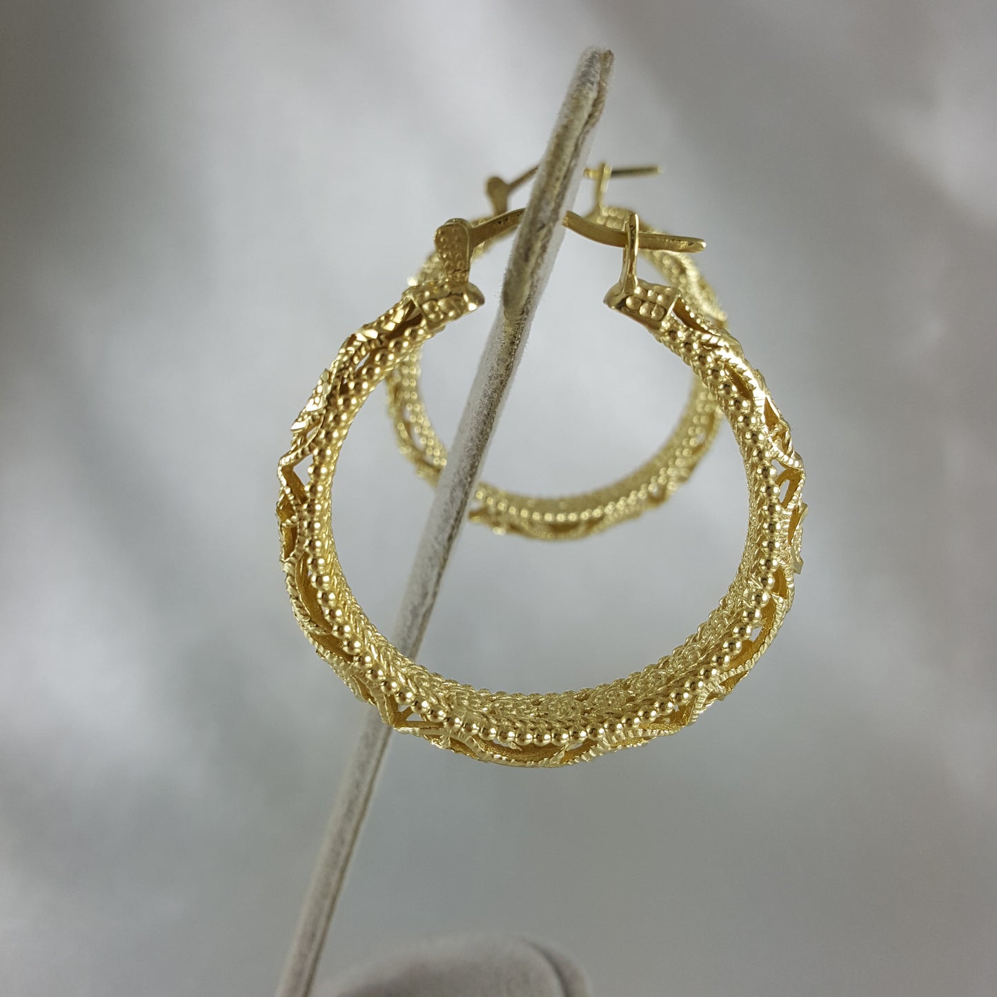 Gold Filigree Floral Hoop Earrings