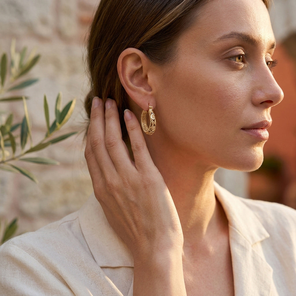 Ornate Filigree Hoop Earrings with Vintage Detailing
