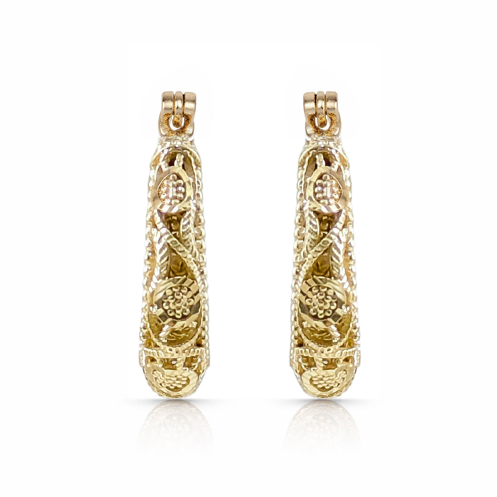 Ornate Filigree Hoop Earrings with Vintage Detailing