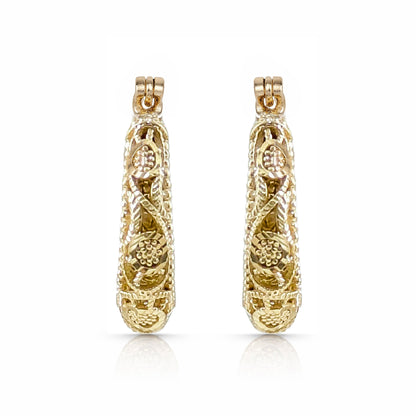 Ornate Filigree Hoop Earrings with Vintage Detailing