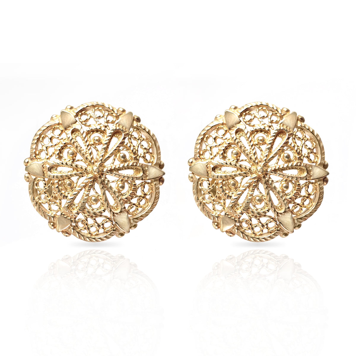 Filigree Sunburst Statement Stud Earrings