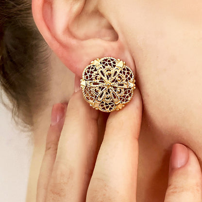 Filigree Sunburst Statement Stud Earrings