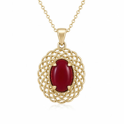 Red Coral Pendant Filigree Frame Pendant