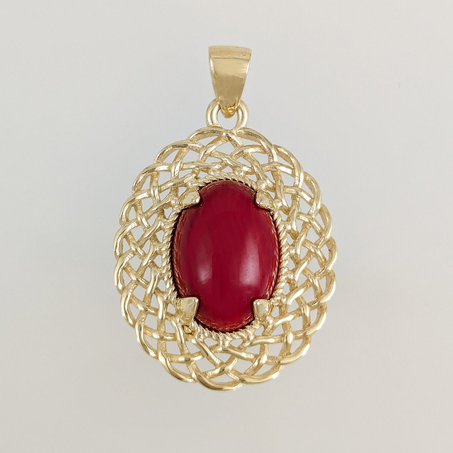 Red Coral Pendant Filigree Frame