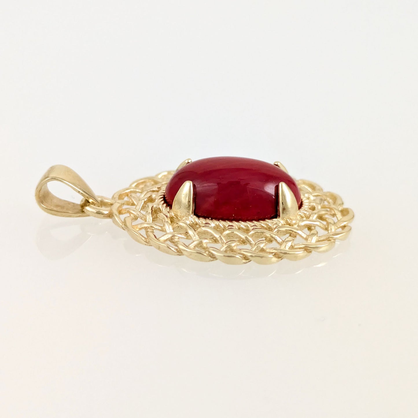 Red Coral Pendant Filigree Frame