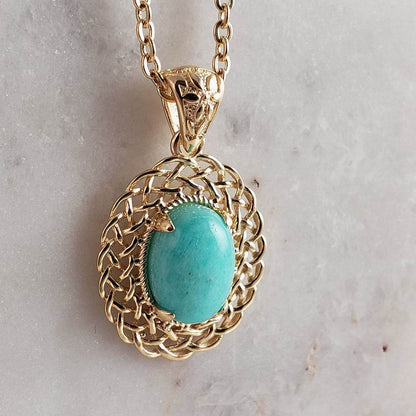 Blue Gemstone Woven Necklace with Lobster Claw - TurkishBling