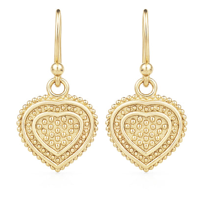 Heart Drop Earrings Textured Detail