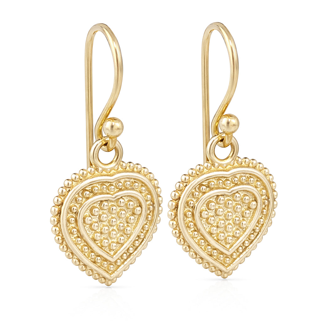 Heart Drop Earrings Textured Detail
