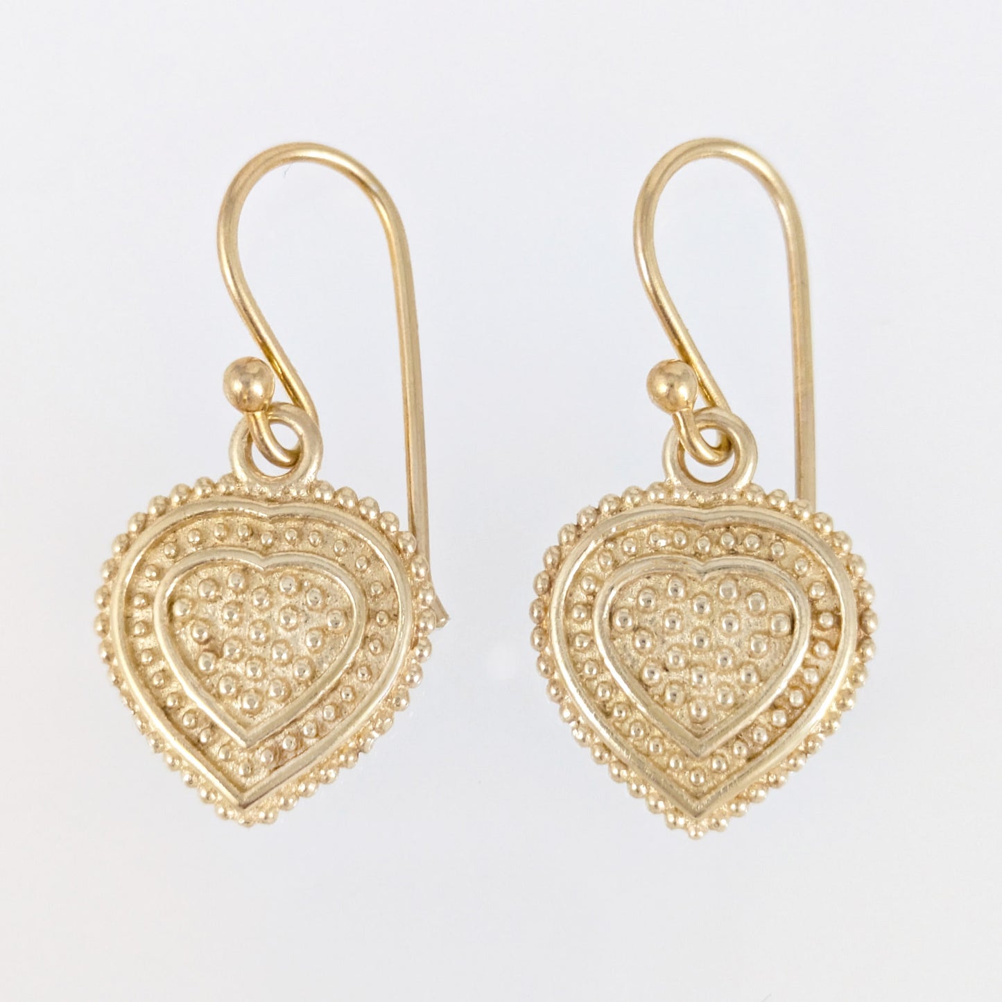 Heart Drop Earrings Textured Detail