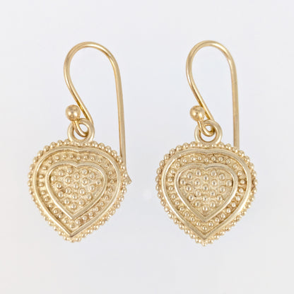 Heart Drop Earrings Textured Detail