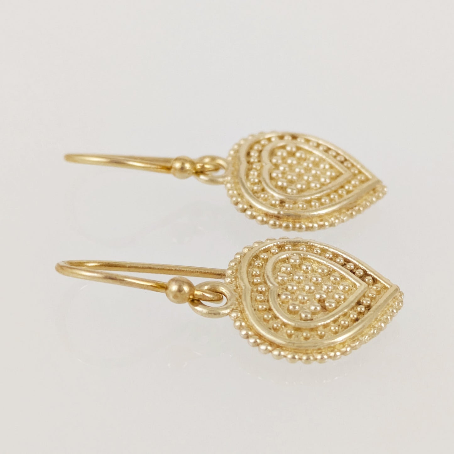 Heart Drop Earrings Textured Detail