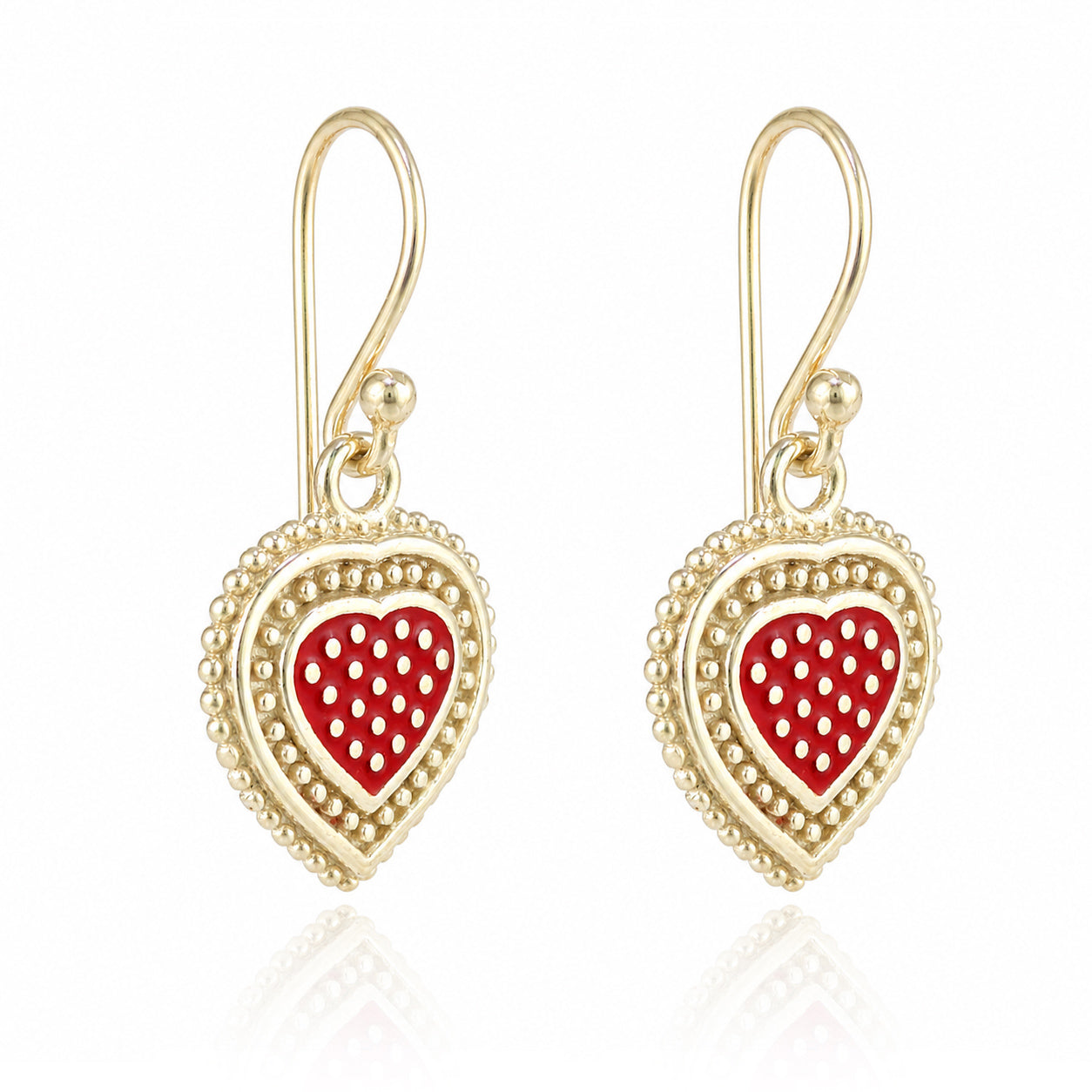Red Heart Drop Earrings