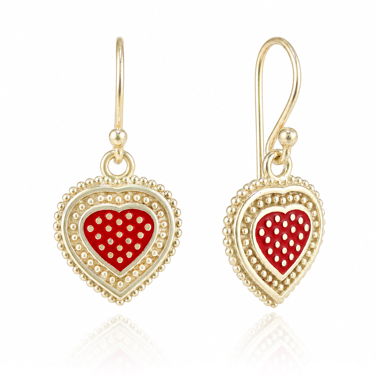 Red Heart Drop Earrings